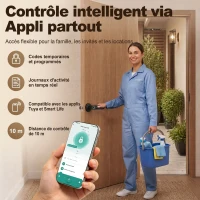 HOMCOM Serrure de Porte Intelligente, 5 Accès par Empreinte, Code, Carte NFC, Application Tuya/Smart Life et Clé, Noir(m-6)