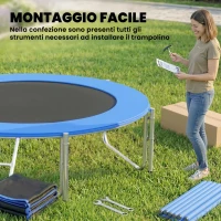 SPORTNOW Trampolino Elastico da Giardino Ø305x248 cm con Rete di Protezione e Scala, in Acciaio e PP, Blu(m-8)
