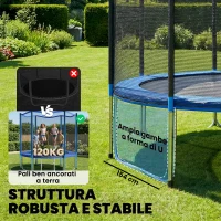 SPORTNOW Trampolino Elastico da Giardino Ø305x248 cm con Rete di Protezione e Scala, in Acciaio e PP, Blu(m-4)