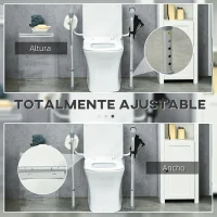 HOMCOM Barra de Seguridad para Inodoro con Asas Antideslizante Bolsillo Anchura y Altura Ajustable 55-62x47x64-74 cm Plata(m-4)