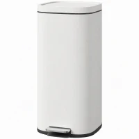 HOMCOM 30L Kitchen Bin, Compact Pedal Bin with Soft-Close and Stay-Open Lid, Removable Bucket for Kitchen, Home, Office, Cream(m-11)