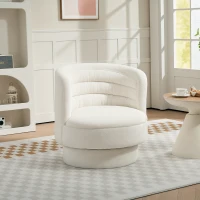 HOMCOM Drehbarer Polstersessel, Moderner Lounge-Sessel mit Kautschukholzrahmen, für Wohnzimmer, Schlafzimmer, Cremeweiß(m-10)
