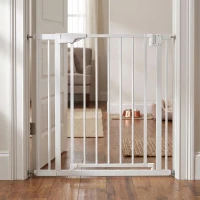PawHut Barrière de Sécurité pour Chiens et Bébés 76 à 88 cm avec Extension, Fixation par Pression sans Perçage, 76 à 88 cm, Blanc(m-11)