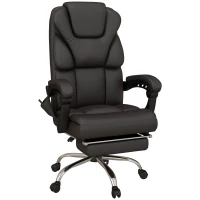 Vinsetto Bürostuhl mit Massagefunktion, ergonomisch, liegefähig, 63x57x118, Braun(m-1)