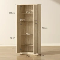 HOMCOM Mobilier de Depozitare Minimal cu 2 Dulapuri și Rafturi Reglabile, din Lemn culoare Stejar, 59x31x155 cm(m-3)