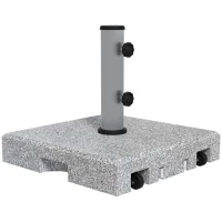 Outsunny Base per Ombrellone da 28kg in Granito con Maniglia Estensibile e Rotelle, 41x41x37.5cm, Grigio(m-1)