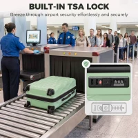 HOMCOM 56cm 41L Suitcase, Lightweight ABS Hard Shell Carry On Luggage with TSA Lock, Spinner Wheels, Telescopic Handle, Green(m-6)
