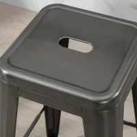 HOMCOM Set 4 Sgabelli Bar Impilabili con Poggiapiedi, Stile Industriale, in Acciaio, per Sala da pranzo, Argento(m-7)