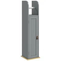 kleankin Meuble de salle de bain support papier toilette avec placard et étagères réglables 20 x 20 x 80 cm gris(m-1)