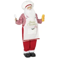 HOMCOM 4ft Singing Cooking Santa Claus, Standing Christmas Animated Santa Figure with Head Moving, Sound/Touch Activated(m-1)