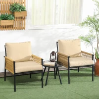 Outsunny Set de Mobilier de Terasa cu 3 Piese, Set de Mobilier(m-6)
