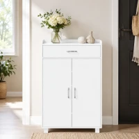 HOMCOM Schuhschrank mit 1 Schublade und 5 Einlegeböden Moderner Schuhschrank Verstellbare Einlegeböden 6 Paar 62,5x35x95 cm Weiß(m-4)