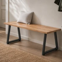HOMCOM Pieds de table en acier, 60 x 43 cm, lot de 2 pieds de bureau trapezoïdes avec patins réglables et vis, noir(m-8)