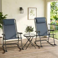Outsunny Set Tavolino e Sedie da Giardino Pieghevoli e a Dondolo per Esterno, Balcone, Terrazzo, Grigio(m-2)