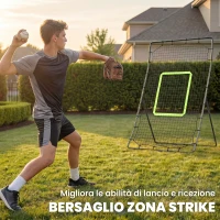 HOMCOM Rebounder per Calcio e Baseball Pieghevole con Zona di Precisione, in PE e Metallo, 123x90x174 cm, Nero(m-5)