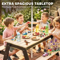AIYAPLAY Kids Garden Furniture with Parasol, 3 in 1 Wooden Sand and Water Table with 2 Hidden Play Boxes for Patio, Ages 3-6(m-6)