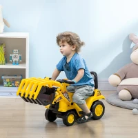 HOMCOM Aufsitzbagger, mit Kralle, Hupe, Sound-Effekten, Stauraum, Kippschutz, für Kinder 2-4 Jahre(m-2)