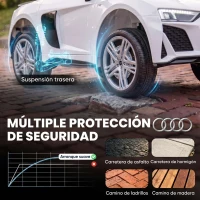 AIYAPLAY Coche Eléctrico Niños Audi R8 Spyder 12V con Mando a Distancia 2,4 G 2 Motores Arranque Suave Suspensión Trasera Blanco(m-7)