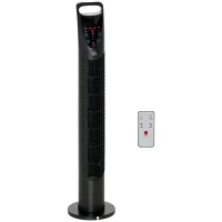 HOMCOM 31 Inch Bladeless Oscillating Tower Fan with 70° Oscillation, Remote Control, 7.5H Timer, 3 Speed 3 Modes, Electric Floor Standing Cooling Fan for Home Bedroom Office, Black(m-1)
