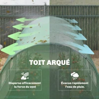 Outsunny Serre tunnel de jardin 6m², serre de jardin tunnel 200x300x200cm porte et 6 fenêtres, bâche PE 140 g/m² vert(m-9)