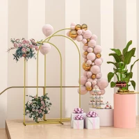 Outsunny Wedding Arch Frame Set, 2.2, 2, 1.8 m Metal Backdrop Stand Set of 3, Balloon Stand Set for Birthday Party, Bridal Shower, Graduation, Ceremony, Banquet Decorations, Gold Tone(m-10)