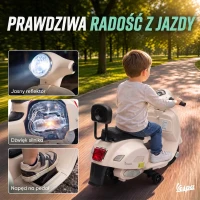 AIYAPLAY Elektryczny motocykl dziecięcy Mini Vespa GTS 6V z akumulatorem litowym Ergonomiczne siedzisko i oparcie 1,5-3 lat(m-9)