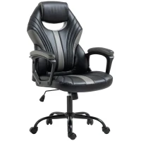 Vinsetto Computer Gaming Chair, Desk Chair with Breathable PU Leather Back and Seat, Soft Padded Armrests, and Rolling Wheels for Adults and Gamers, Black(m-1)