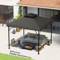 Outsunny Toldo de Substituição 3x3 m com Teto Duplo Orifícios de Drenagem e UPF 30+ Apenas Toldo NÃO Inclui Estrutura Cinzento Claro(m-10)