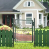 HOMCOM Green Steel Garden Gate with Lock and 3 Keys 97 x 150cm, Green(m-9)