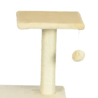 PawHut 72cm Cat Tree with Scratching Post, Pad for Indoor Cats - Cream White(m-10)