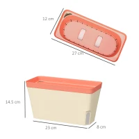 Outsunny Set of 3 Self Watering Plant Pots Outdoor, 27cm Rectangular Garden Planters with Visual Water Level Window, Plastic Flower Pots for Indoor Outdoor Garden Balcony Windowsil(m-3)
