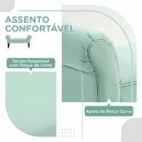 HOMCOM Banco de Pé de Cama Estofado em Linho Sintético com Pés de Madeira Braços e Assento Acolchoado, Verde Claro(m-4)