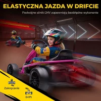 HOMCOM 24 V Elektryczny gokart dla dzieci do 13 km/h Gokart z funkcją driftu, drift-kart z 2 silnikami dla 8–12 lat Różowy(m-5)