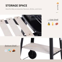 Outsunny Trolley Charcoal BBQ Barbecue Grill Outdoor Patio Garden Heating Smoker with Side Trays Storage Shelf and Wheels(m-6)