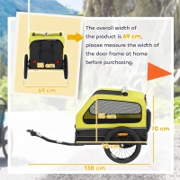 PawHut Dog Bike Trailer with Flip-Down Ramp Tailgate, Quick Release Frame, Universal Bicycle Coupler, Reflectors, Yellow(m-3)