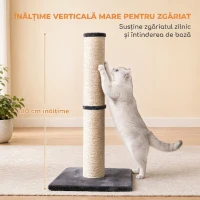 PawHut Ansamblu de Zgâriat Ușor pentru Pisici, 80 cm, cu Frânghie din Sisal, Bază din PAL și Pluș, Gri Închis(m-6)