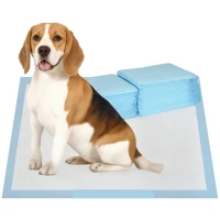 PawHut Set 80 Covorașe Igienice pentru Câini, 6 Straturi, Material Nețesut, Hârtie și PE, 60x60 cm, Albastru și Alb(m-11)