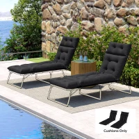 Outsunny Set of Two 190 x 56cm Sun Lounger Cushions - Black(m-8)