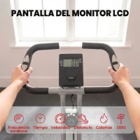SPORTNOW Bicicleta Estática Plegable 8 Niveles Resistencia Magnética Monitor LCD Asiento Ajustable Sensor Ritmo Soporte Teléfono(m-4)
