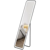 HOMCOM Espejo de Cuerpo Entero con Luz LED 150x40 cm con Iluminación de 3 Colores Función de Memoria y Táctil Inteligente Negro(m-11)