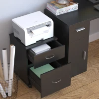 HOMCOM Cassettiera Ufficio e Casa 2 Cassetti e Ruote con Freno in Legno Nero(m-2)