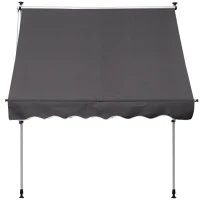 Outsunny Toldo Manual Retráctil 200x150x170-280 cm para Balcón y Terraza con Altura Ajustable con Manivela Gris(m-12)