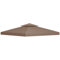 Outsunny Tetto di Ricambio per Gazebo 3x3m a 2 Livelli e Resistente ai Raggi UV, Caffè(m-12)