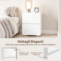 HOMCOM Set di 2 Comodini da Camera da Letto con 2 Cassetti, Capacità 30 kg, 40x40x58 cm, Bianco(m-5)