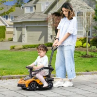 AIYAPLAY Macchinina per Bambini 2 in 1 con Maniglione e Barriera di Sicurezza, 86.5x40x89.5 cm, Arancione e Nero(m-2)