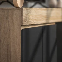 HOMCOM Meuble TV 2 portes pour téléviseurs jusqu'à 60 pouces, meuble télé avec placard et étagère ouverte, noir(m-11)