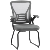 HOMCOM Office Chair, Ergonomic Desk Chair No Wheels with Mesh Backrest and Steel Legs for Home Conference Room, Dark Grey