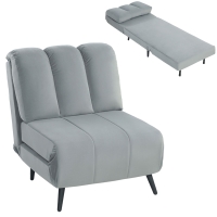 HOMCOM Sillón Cama Individual 3 en 1 Sofá Cama Plegable con Respaldo Ajustable y Cojín Grueso para Salón 72x88x87 cm Gris