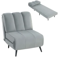 HOMCOM Sillón Cama Individual 3 en 1 Sofá Cama Plegable con Respaldo Ajustable y Cojín Grueso para Salón 72x88x87 cm Gris(m-1)