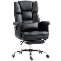 HOMCOM Silla de Oficina con 6 Puntos de Masaje Reposapiés Retráctil Altura Ajustable Control Remoto y Soporte Lumbar Negro(m-1)
